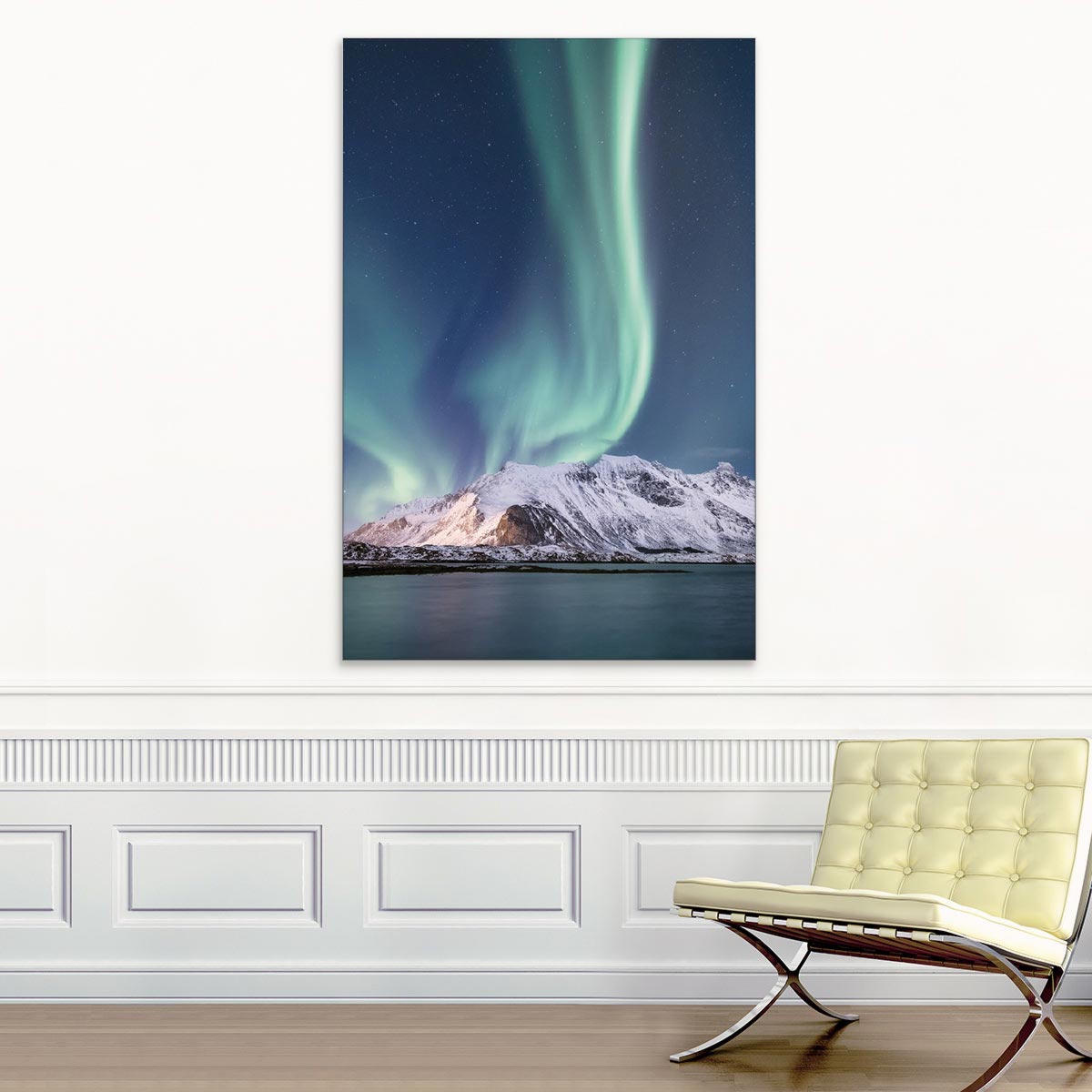 Akustikbild Polarlichter über den Bergen, Norwegen