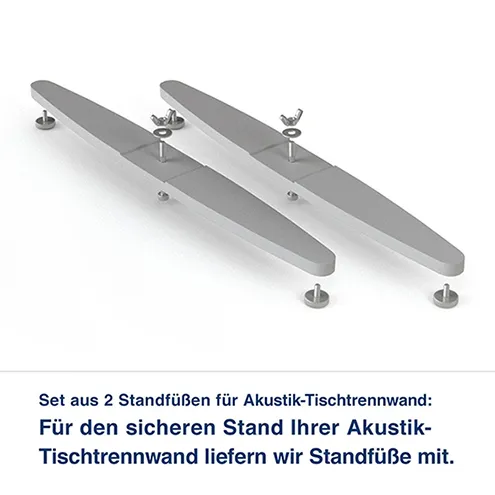 Set aus 2 Standfüßen für Akustik-Tischtrennwand:   Für den sicheren Stand Ihrer Akustik- Tischtrennwand liefern wir Standfüße mit. für