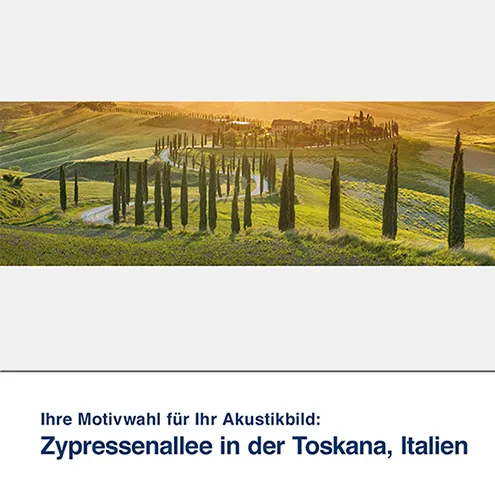 Akustikbild Motiv Zypressenallee in der Toskana, Italien