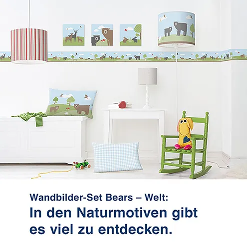 Wandbilder-Set Bears – Welt:  In den Naturmotiven gibt  es viel zu entdecken.
