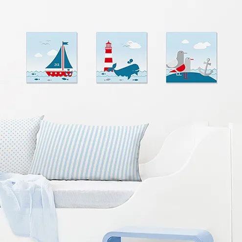Bilder-Set im maritimen Design, Sailing Red