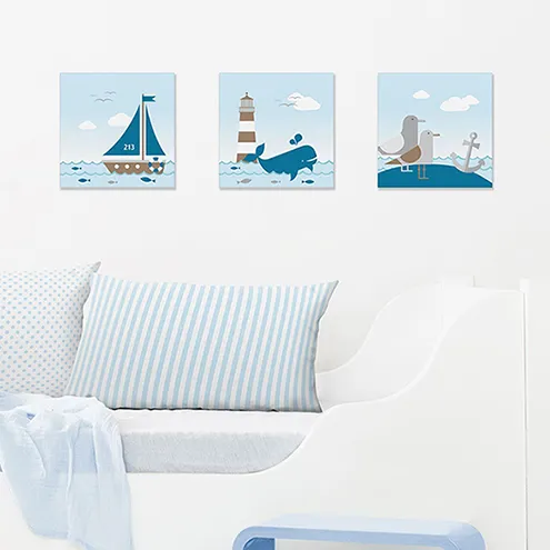 Bilder-Set im maritimen Design, Sailing Taupe