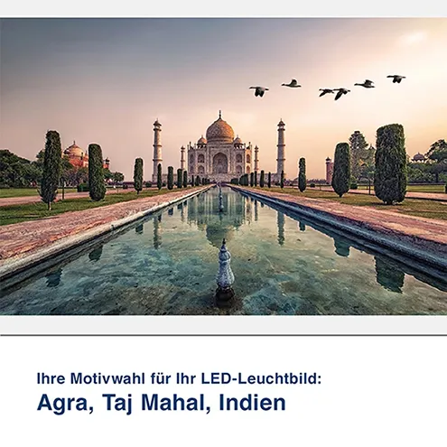 LED-Leuchtbild Agra, Taj Mahal, Indien