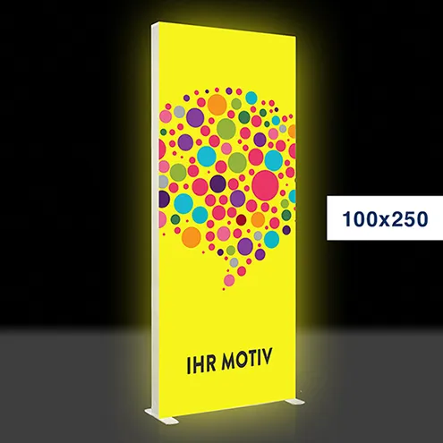 Mobile Light Box im Format 100 × 250 cm mit Textildruck