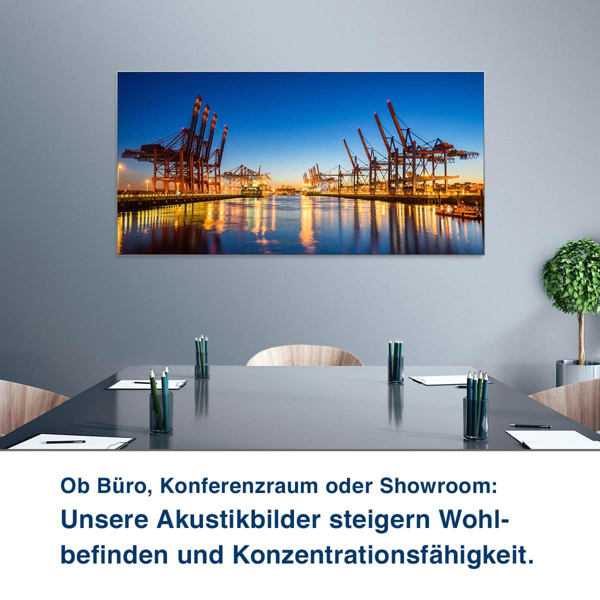 Ob Büro, Konferenzraum oder Showroom:  Unsere Akustikbilder steigern Wohl- befinden und Konzentrationsfähigkeit.