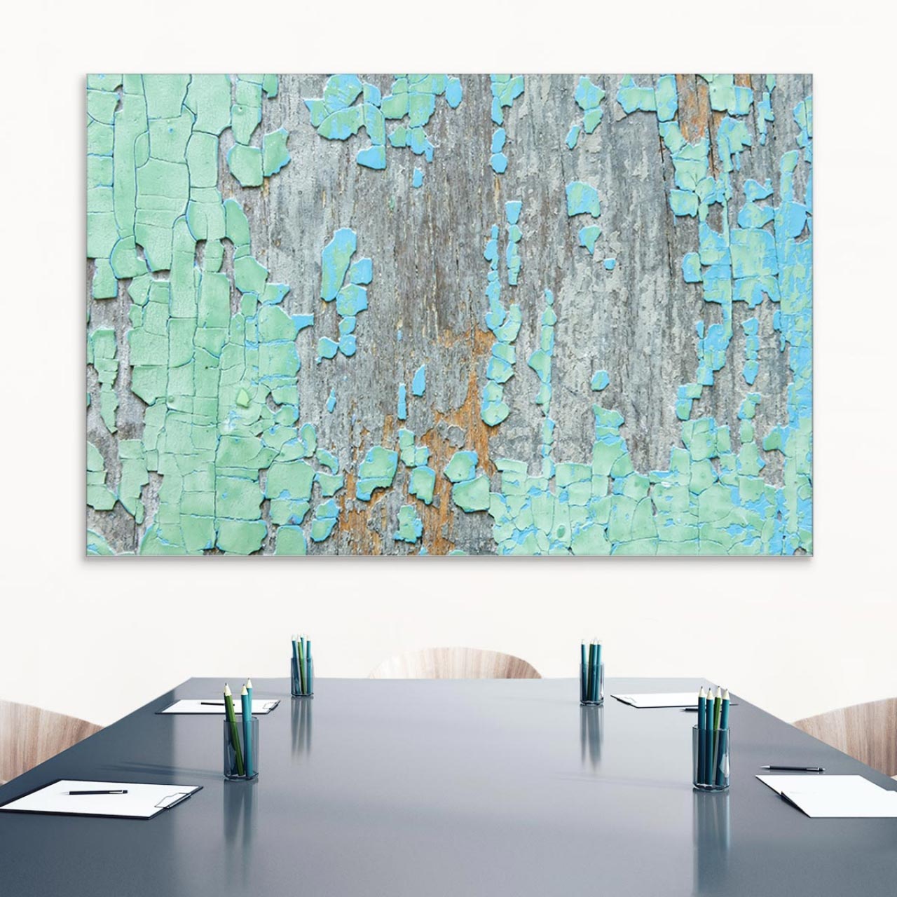  Akustikbild Abstrakte Farbe auf Holz, einseitig, Wandmontage
