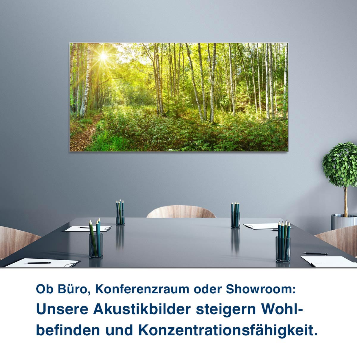 Ob Lounge, Praxis oder Ihr Wohnzimmer:  Unsere Schallabsorber helfen Ihnen,  die Raumakustik zu verbessern.