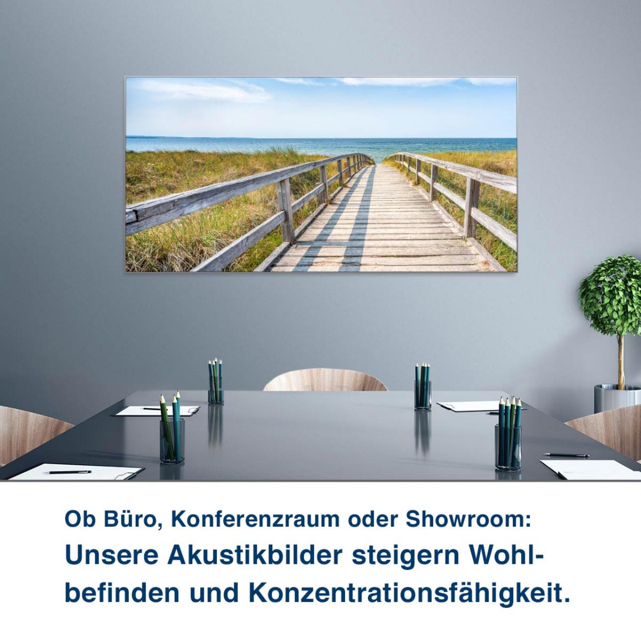 Ob Lounge, Praxis oder Ihr Wohnzimmer:  Unsere Schallabsorber helfen Ihnen,  die Raumakustik zu verbessern.