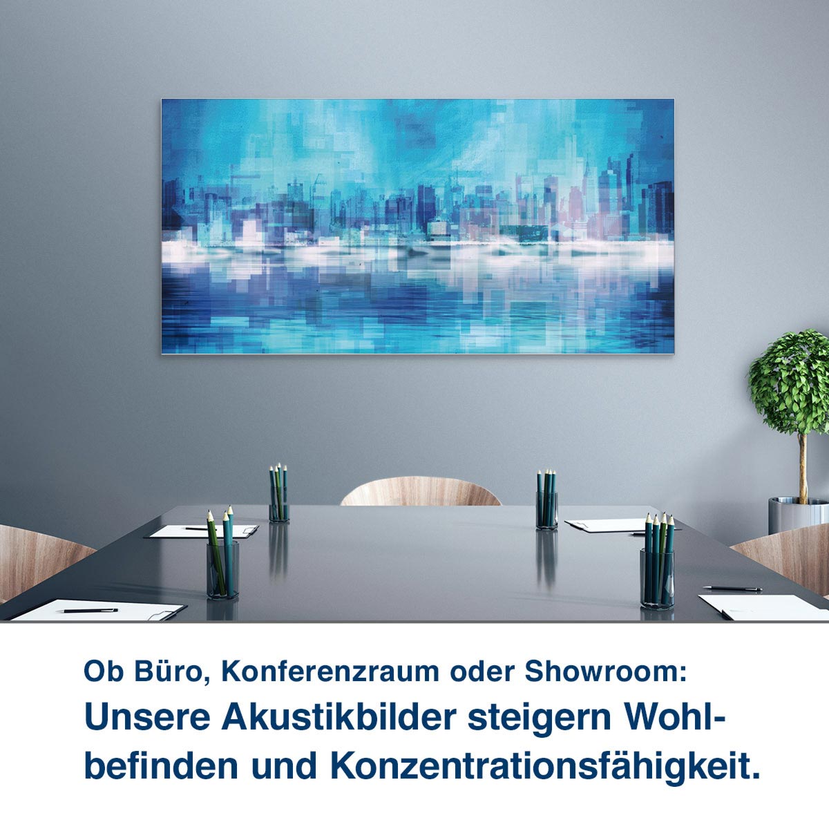 Ob Lounge, Praxis oder Ihr Wohnzimmer:  Unsere Schallabsorber helfen Ihnen,  die Raumakustik zu verbessern.