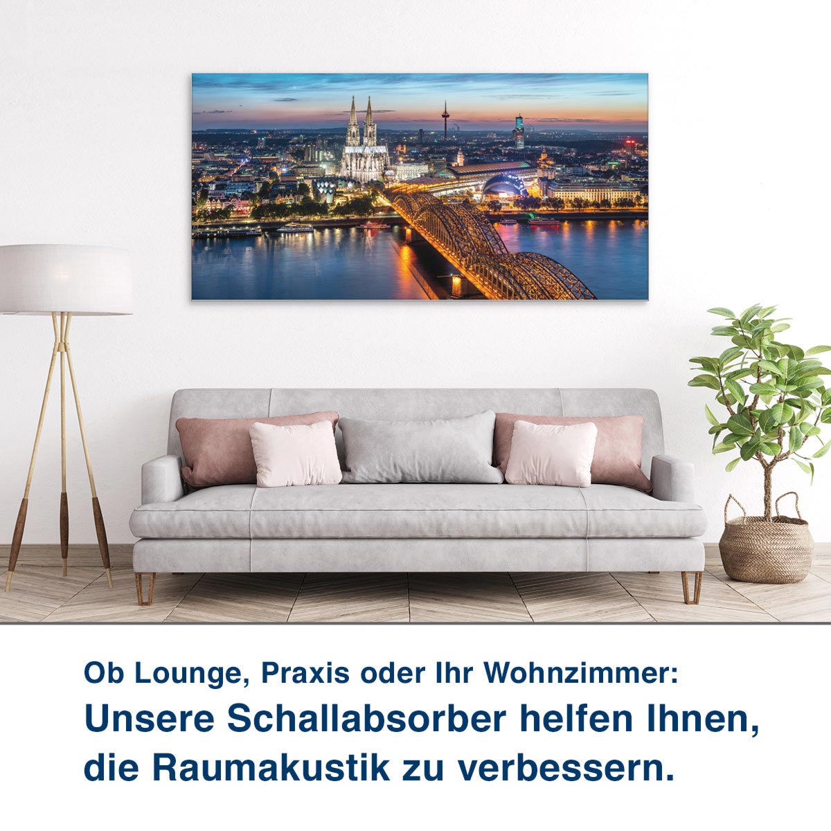 Ob Lounge, Praxis oder Ihr Wohnzimmer:  Unsere Schallabsorber helfen Ihnen,  die Raumakustik zu verbessern.