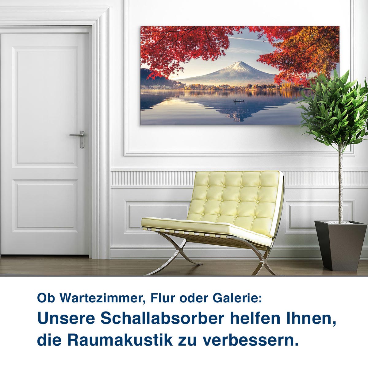 Ob Wartezimmer, Flur oder Galerie:  Unsere Schallabsorber helfen Ihnen,  die Raumakustik zu verbessern.