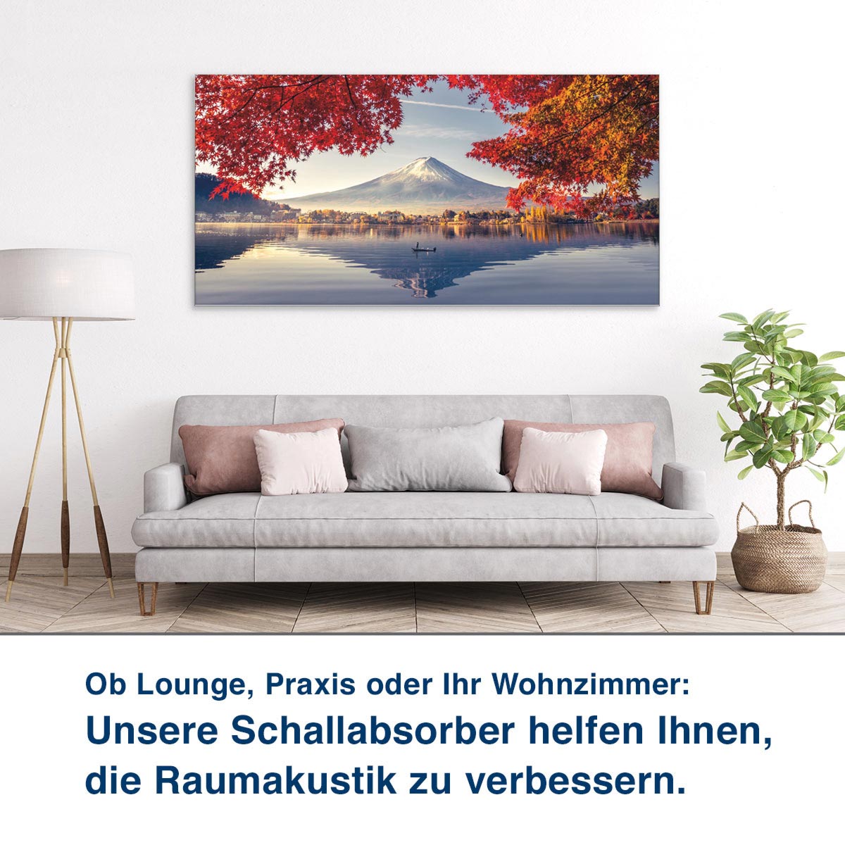 Ob Lounge, Praxis oder Ihr Wohnzimmer:  Unsere Schallabsorber helfen Ihnen,  die Raumakustik zu verbessern.
