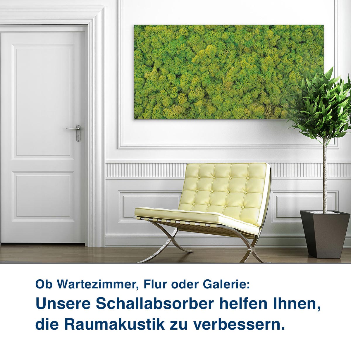 Ob Wartezimmer, Flur oder Galerie:  Unsere Schallabsorber helfen Ihnen,  die Raumakustik zu verbessern.