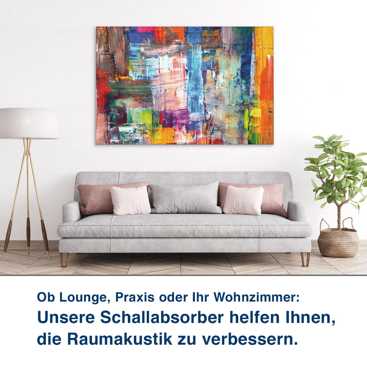 Ob Lounge, Praxis oder Ihr Wohnzimmer:  Unsere Schallabsorber helfen Ihnen,  die Raumakustik zu verbessern.