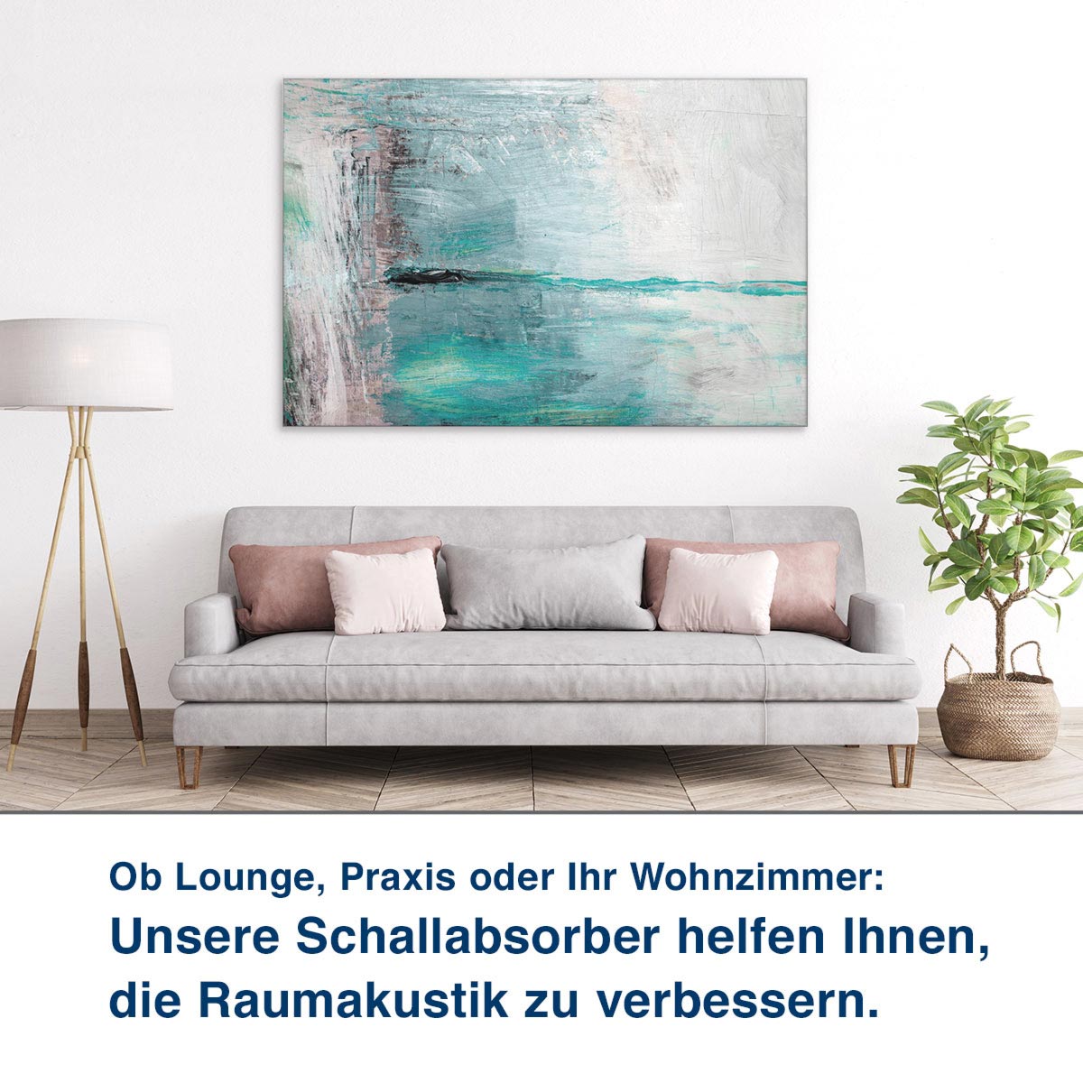 Ob Lounge, Praxis oder Ihr Wohnzimmer:  Unsere Schallabsorber helfen Ihnen,  die Raumakustik zu verbessern.