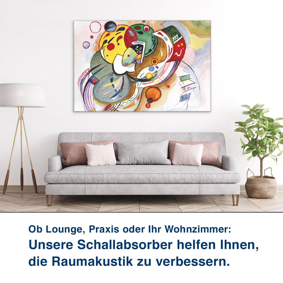 Ob Lounge, Praxis oder Ihr Wohnzimmer:  Unsere Schallabsorber helfen Ihnen,  die Raumakustik zu verbessern.
