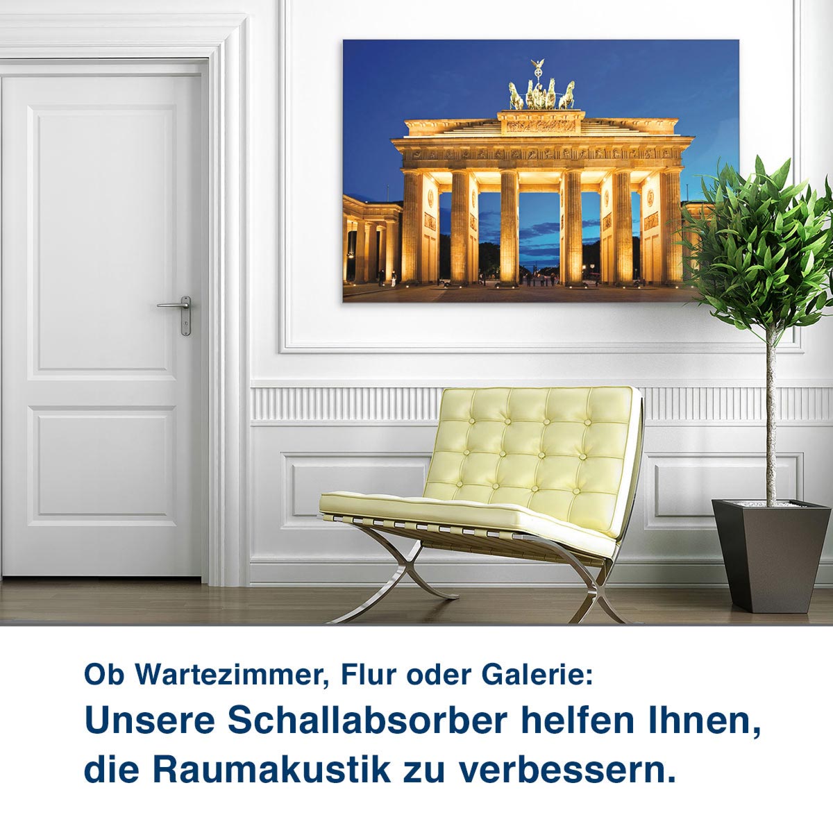 Ob Wartezimmer, Flur oder Galerie:  Unsere Schallabsorber helfen Ihnen,  die Raumakustik zu verbessern.