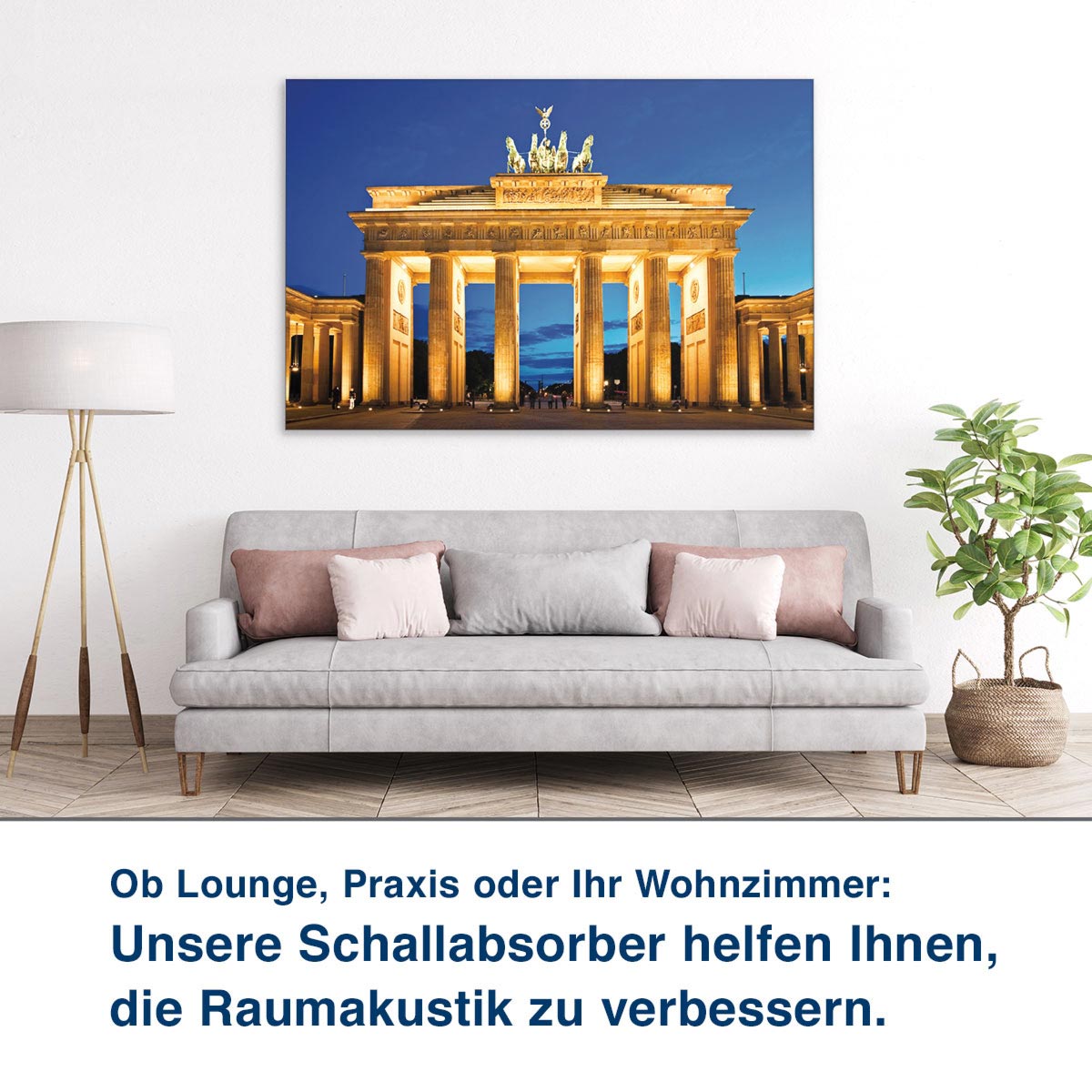 Ob Lounge, Praxis oder Ihr Wohnzimmer:  Unsere Schallabsorber helfen Ihnen,  die Raumakustik zu verbessern.