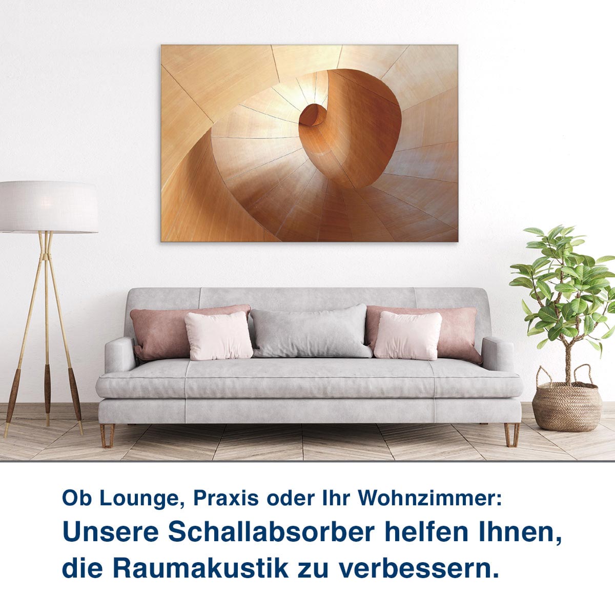 Ob Lounge, Praxis oder Ihr Wohnzimmer:  Unsere Schallabsorber helfen Ihnen,  die Raumakustik zu verbessern.