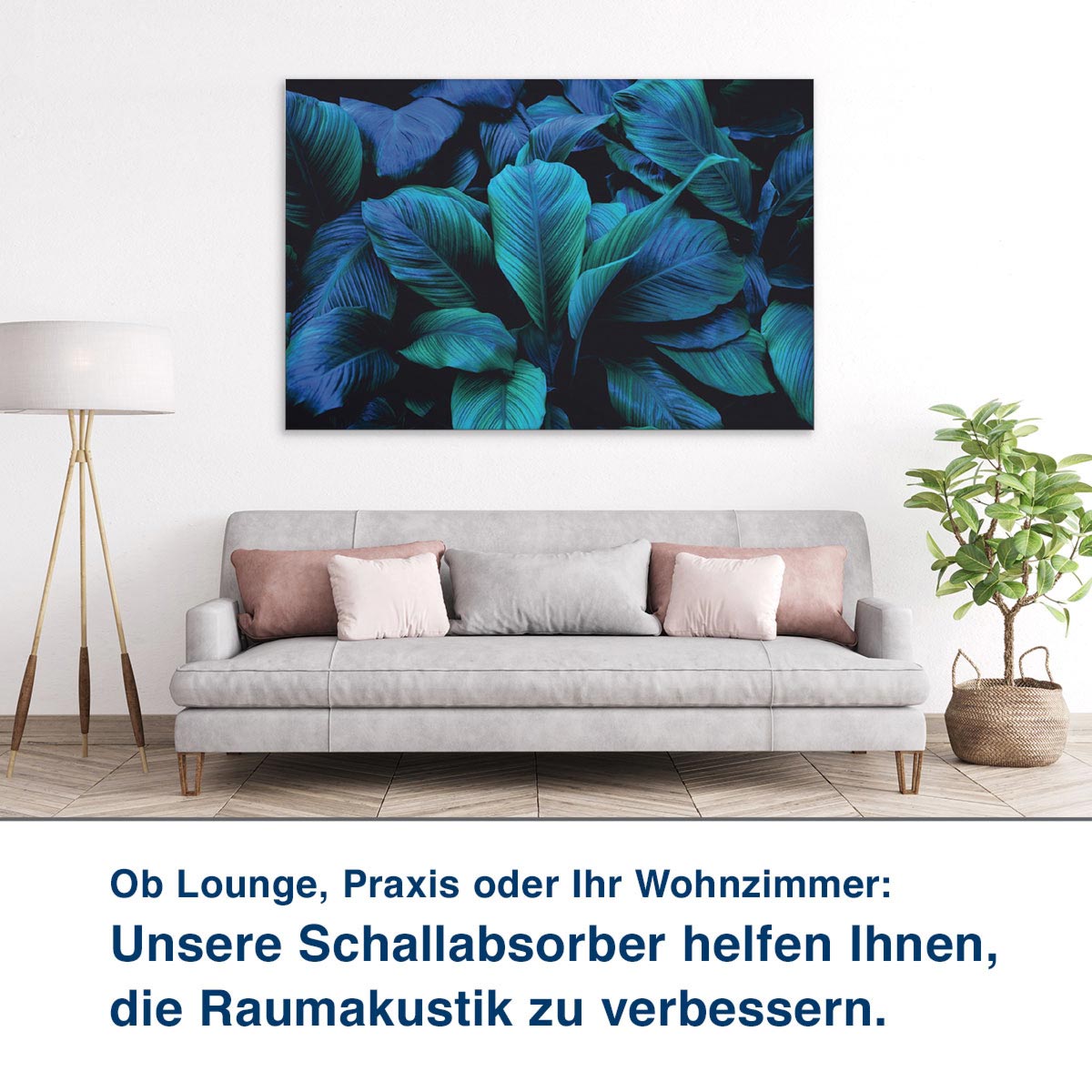 Ob Lounge, Praxis oder Ihr Wohnzimmer:  Unsere Schallabsorber helfen Ihnen,  die Raumakustik zu verbessern.