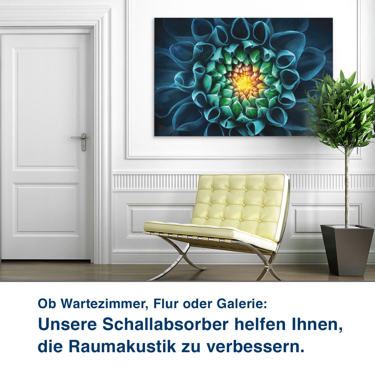 Ob Wartezimmer, Flur oder Galerie:  Unsere Schallabsorber helfen Ihnen,  die Raumakustik zu verbessern.