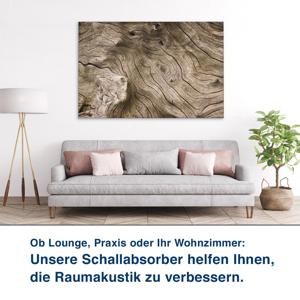 Ob Lounge, Praxis oder Ihr Wohnzimmer:  Unsere Schallabsorber helfen Ihnen,  die Raumakustik zu verbessern.