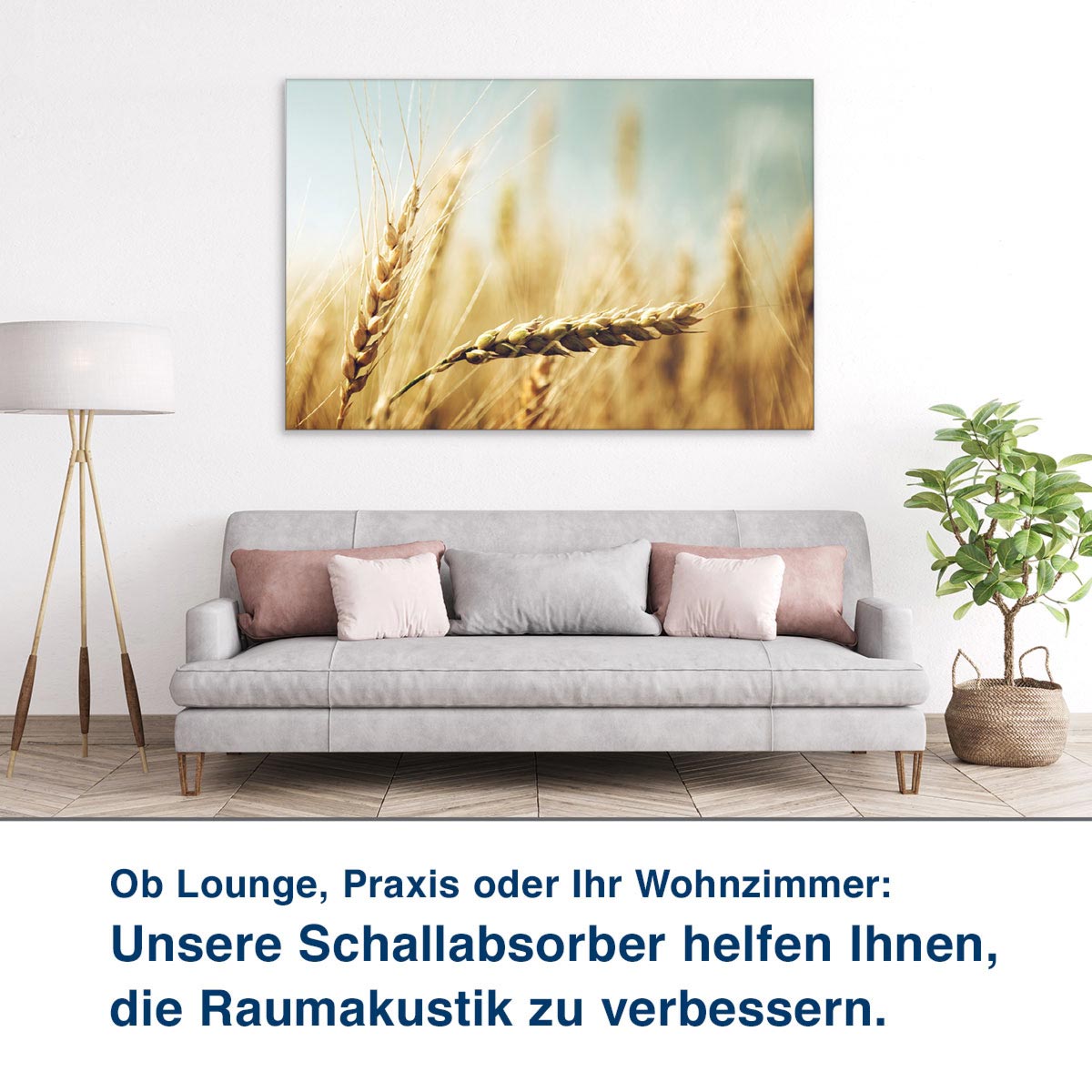 Ob Lounge, Praxis oder Ihr Wohnzimmer:  Unsere Schallabsorber helfen Ihnen,  die Raumakustik zu verbessern.