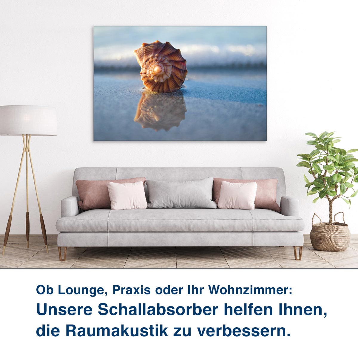 Ob Lounge, Praxis oder Ihr Wohnzimmer:  Unsere Schallabsorber helfen Ihnen,  die Raumakustik zu verbessern.