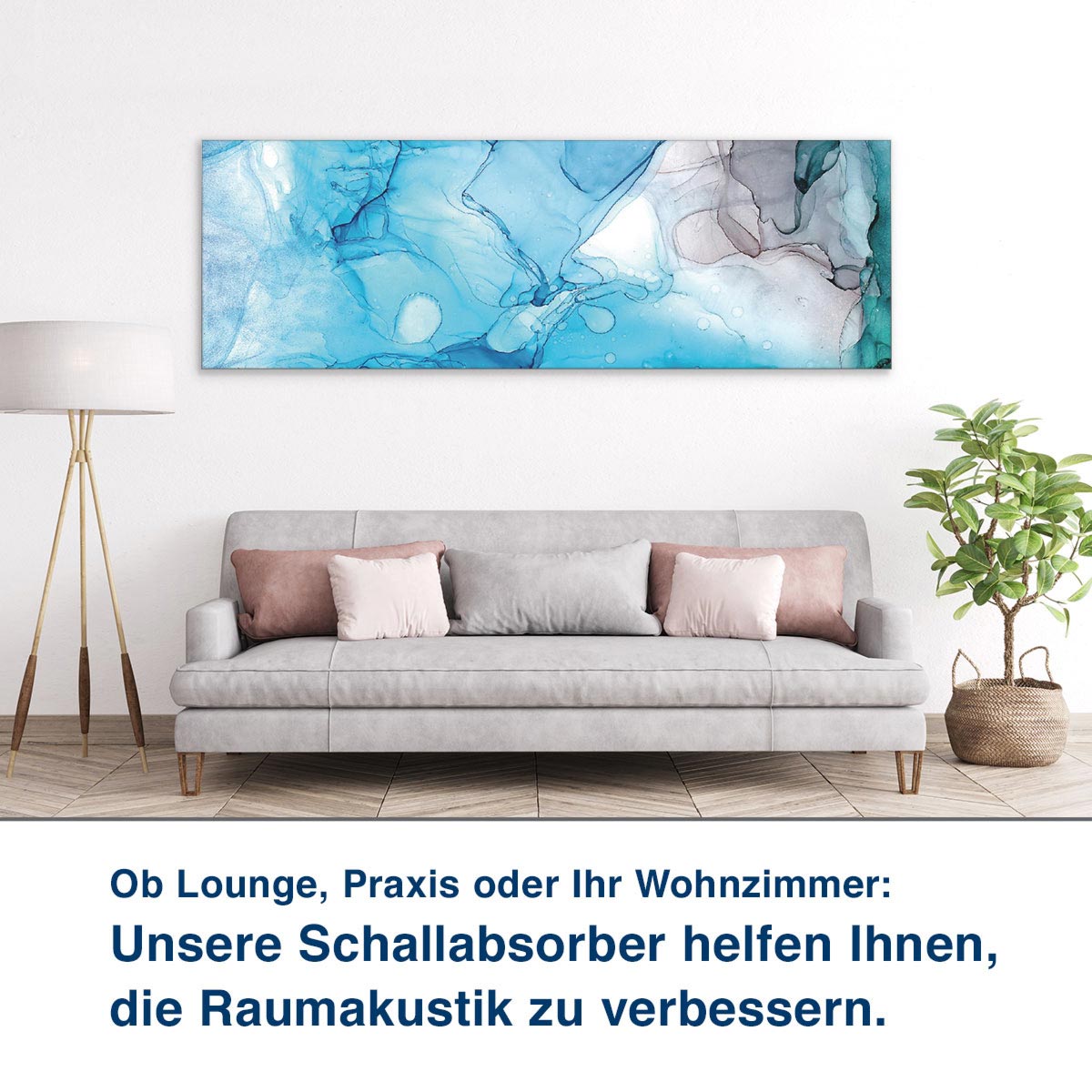 Ob Lounge, Praxis oder Ihr Wohnzimmer:  Unsere Schallabsorber helfen Ihnen,  die Raumakustik zu verbessern.