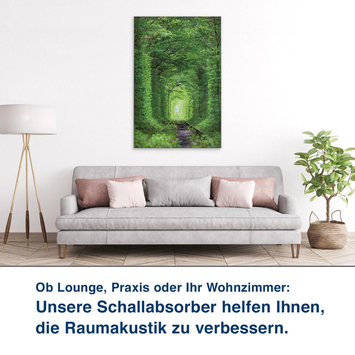 Ob Lounge, Praxis oder Ihr Wohnzimmer:  Unsere Schallabsorber helfen Ihnen,  die Raumakustik zu verbessern.