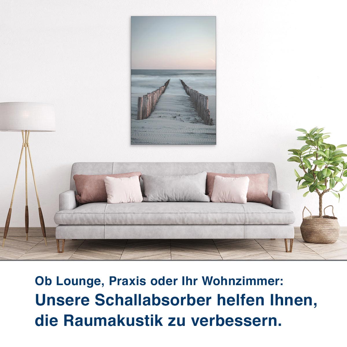 Ob Lounge, Praxis oder Ihr Wohnzimmer:  Unsere Schallabsorber helfen Ihnen,  die Raumakustik zu verbessern.