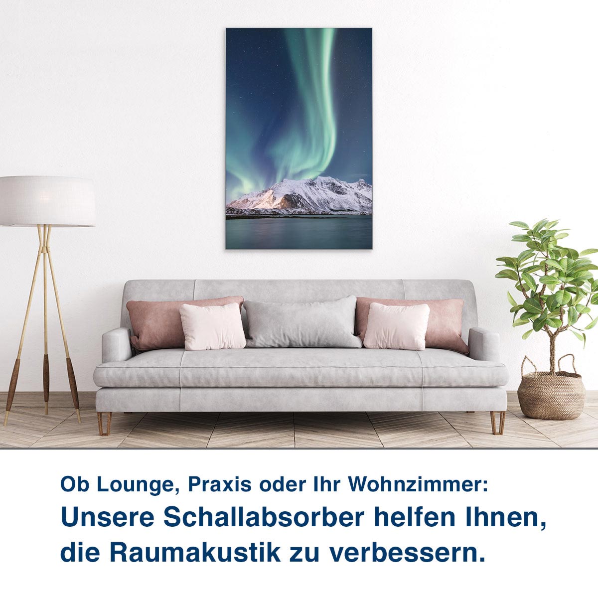 Ob Lounge, Praxis oder Ihr Wohnzimmer:  Unsere Schallabsorber helfen Ihnen,  die Raumakustik zu verbessern.