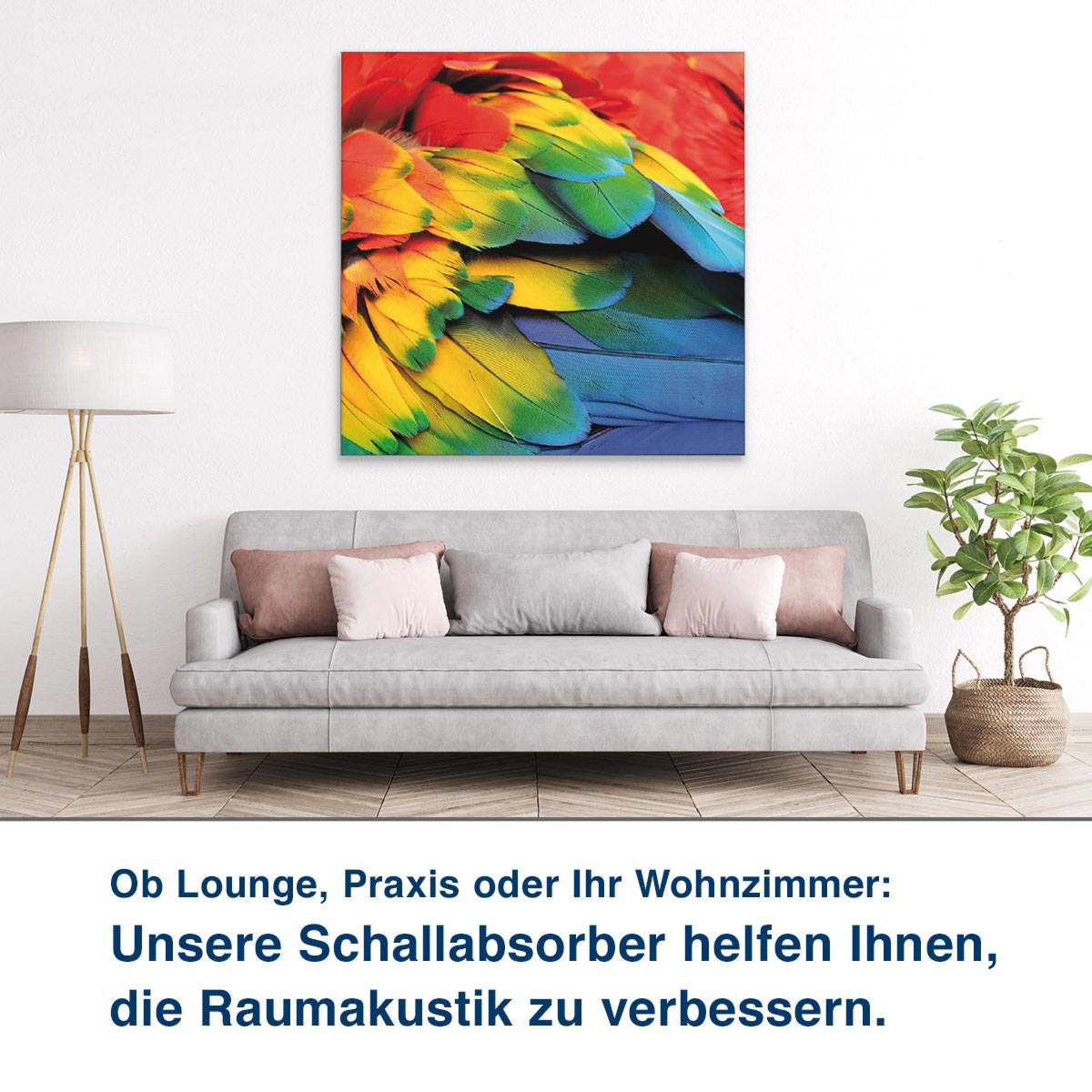Ob Lounge, Praxis oder Ihr Wohnzimmer:  Unsere Schallabsorber helfen Ihnen,  die Raumakustik zu verbessern.
