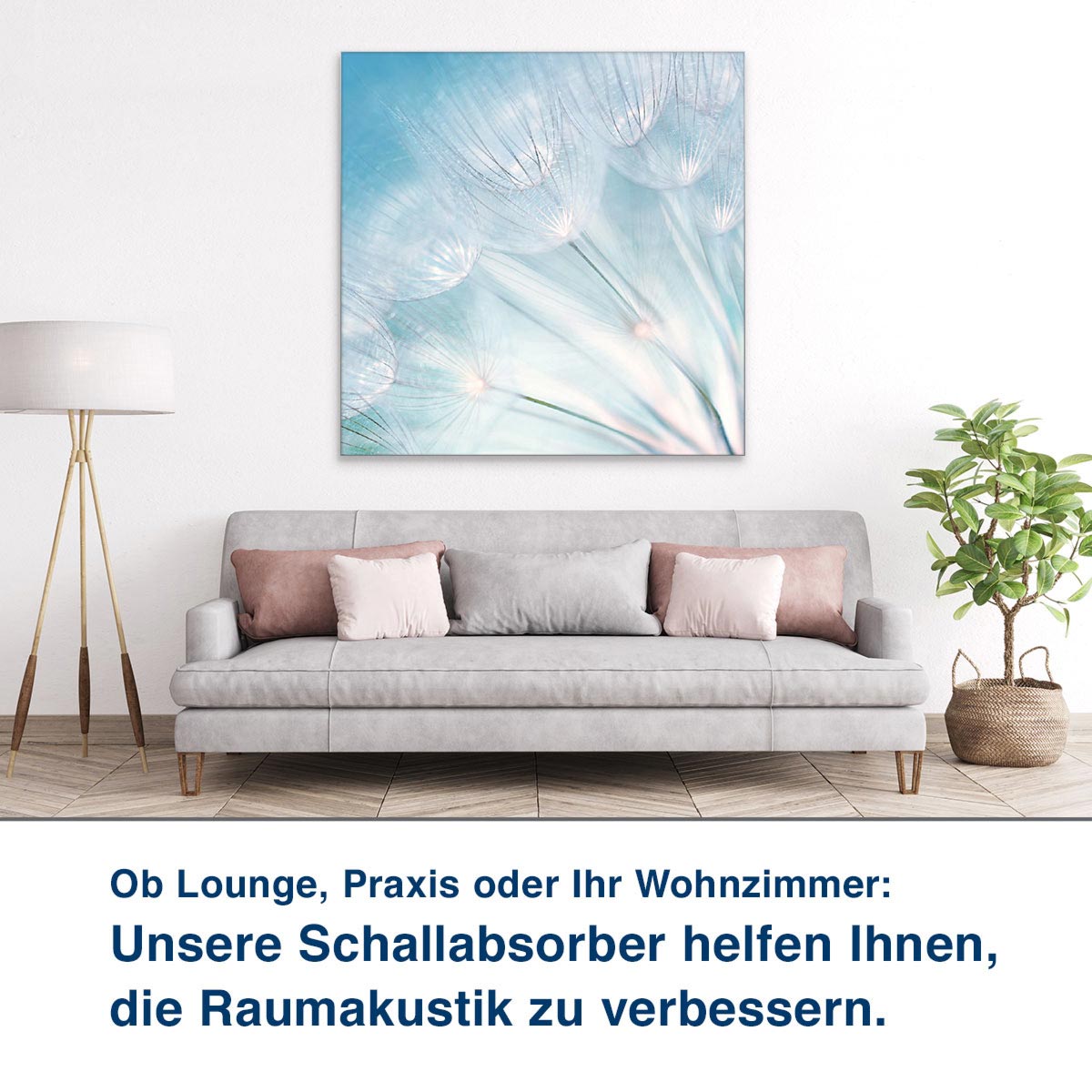 Ob Lounge, Praxis oder Ihr Wohnzimmer:  Unsere Schallabsorber helfen Ihnen,  die Raumakustik zu verbessern.