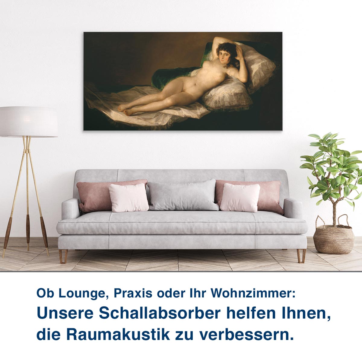Ob Lounge, Praxis oder Ihr Wohnzimmer:  Unsere Schallabsorber helfen Ihnen,  die Raumakustik zu verbessern.