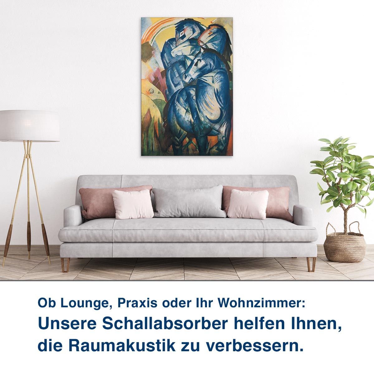 Ob Lounge, Praxis oder Ihr Wohnzimmer:  Unsere Schallabsorber helfen Ihnen,  die Raumakustik zu verbessern.