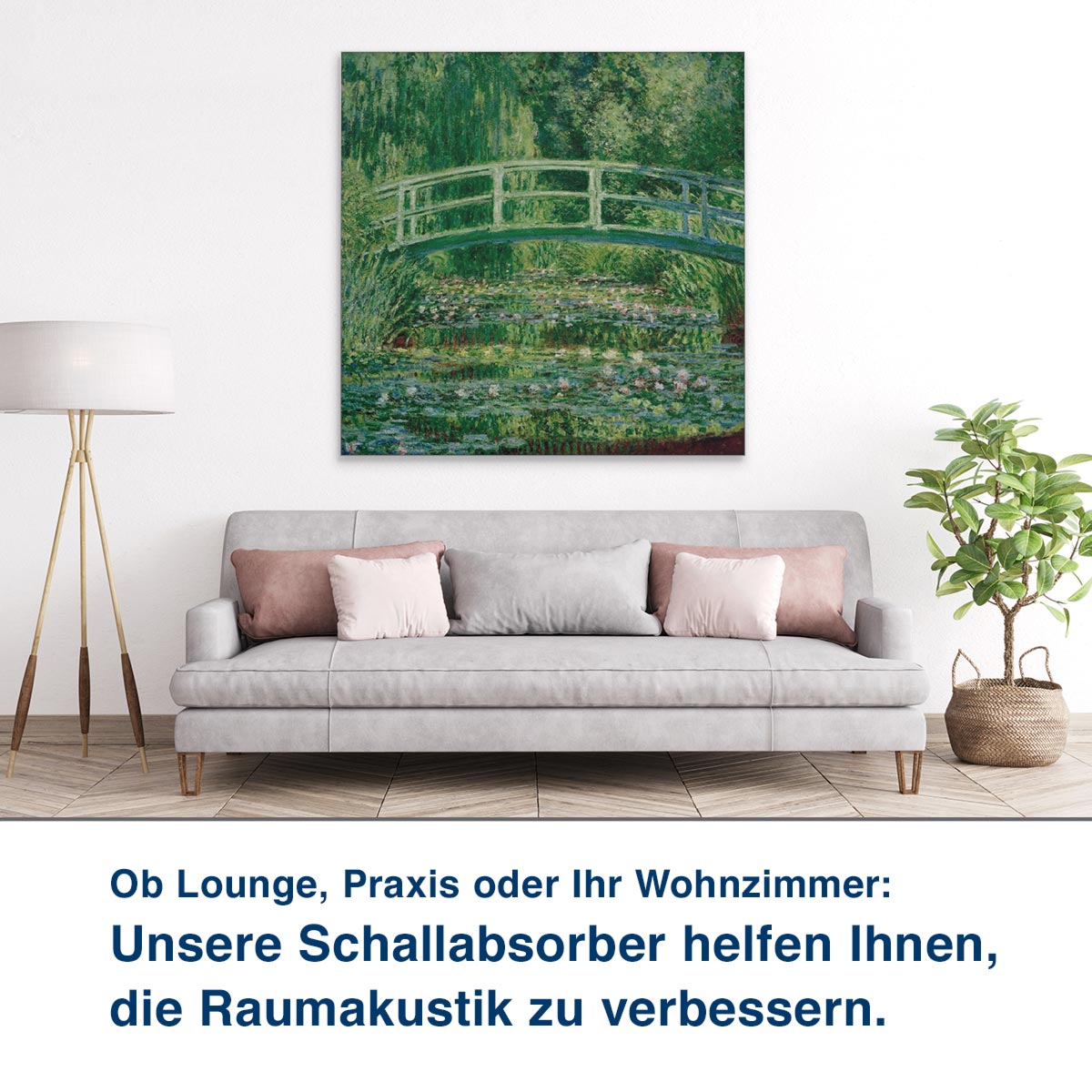 Ob Lounge, Praxis oder Ihr Wohnzimmer:  Unsere Schallabsorber helfen Ihnen,  die Raumakustik zu verbessern.