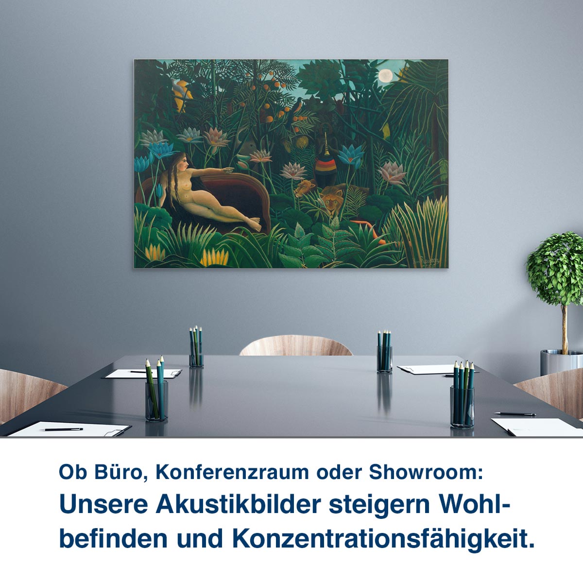 Ob Büro, Konferenzraum oder Showroom: Unsere Akustikbilder steigern Wohl- befinden und Konzentrationsfähigkeit.