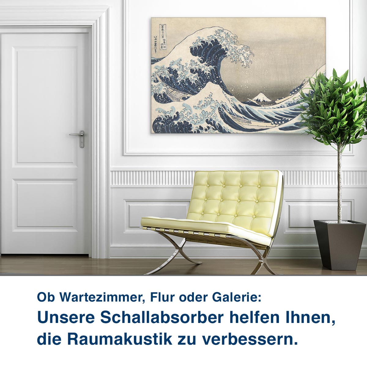 Ob Wartezimmer, Flur oder Galerie: Unsere Schallabsorber helfen Ihnen, die Raumakustik zu verbessern.