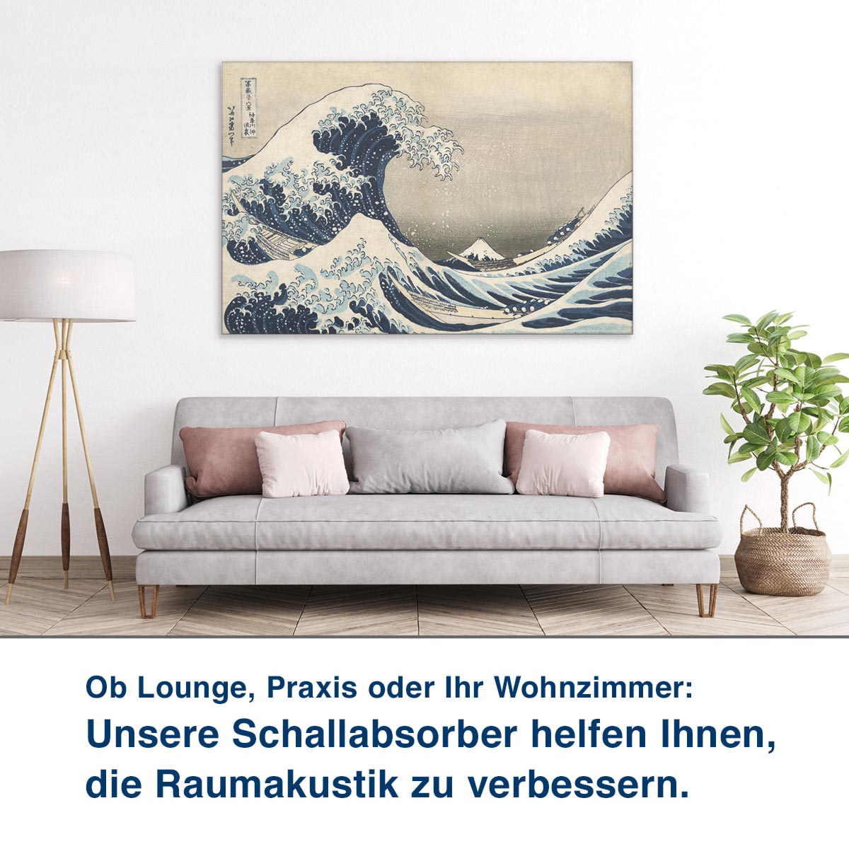 Ob Lounge, Praxis oder Ihr Wohnzimmer: Unsere Schallabsorber helfen Ihnen, die Raumakustik zu verbessern.