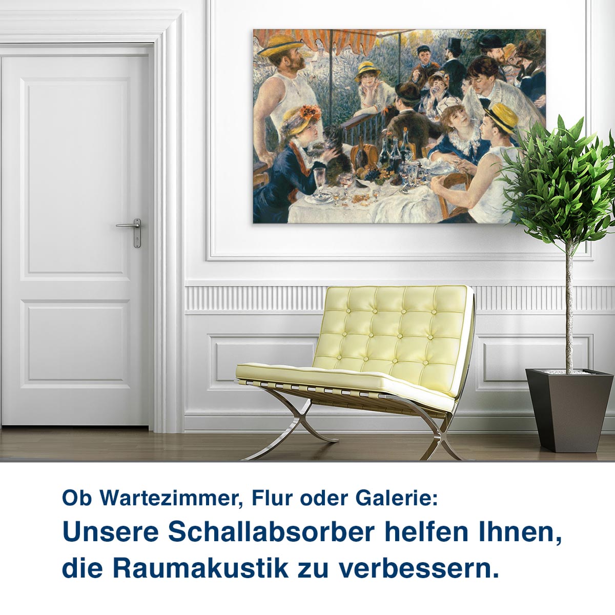 Ob Wartezimmer, Flur oder Galerie: Unsere Schallabsorber helfen Ihnen, die Raumakustik zu verbessern.