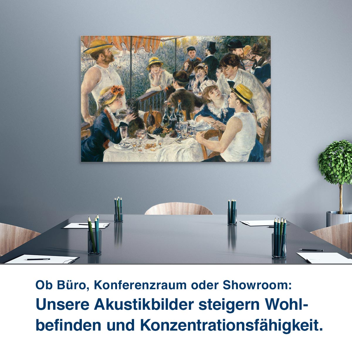 Ob Büro, Konferenzraum oder Showroom: Unsere Akustikbilder steigern Wohl- befinden und Konzentrationsfähigkeit.