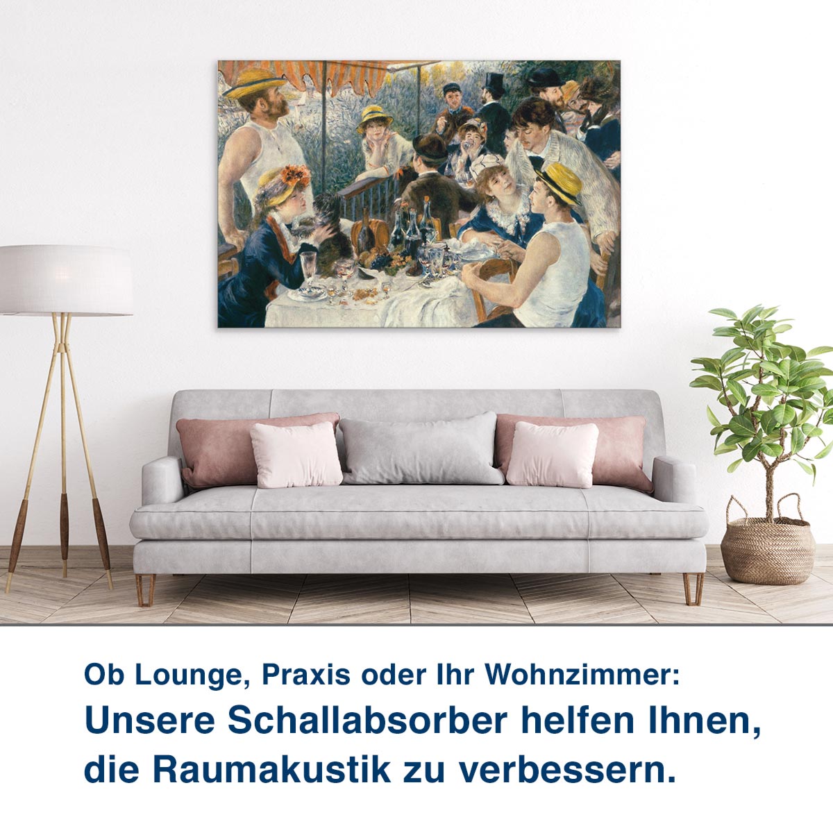 Ob Lounge, Praxis oder Ihr Wohnzimmer: Unsere Schallabsorber helfen Ihnen, die Raumakustik zu verbessern.