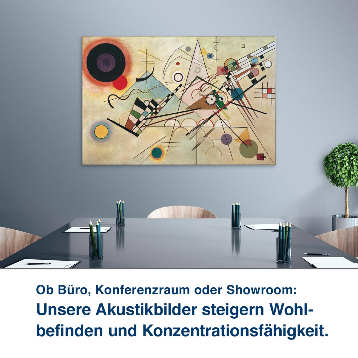 Ob Büro, Konferenzraum oder Showroom: Unsere Akustikbilder steigern Wohl- befinden und Konzentrationsfähigkeit.