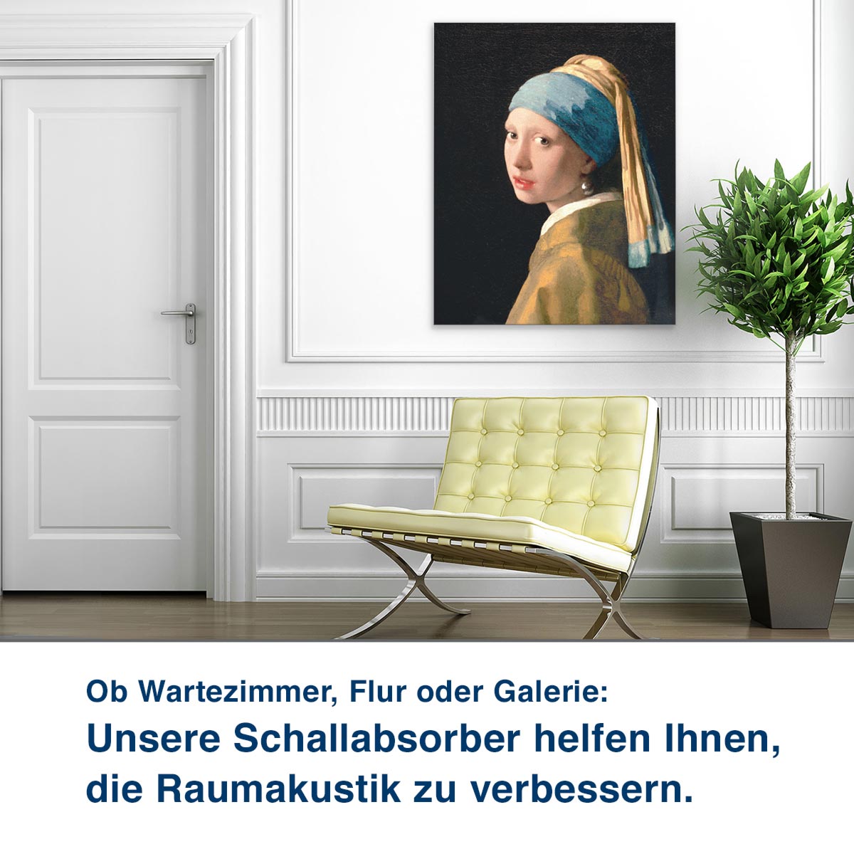 Ob Wartezimmer, Flur oder Galerie: Unsere Schallabsorber helfen Ihnen, die Raumakustik zu verbessern.