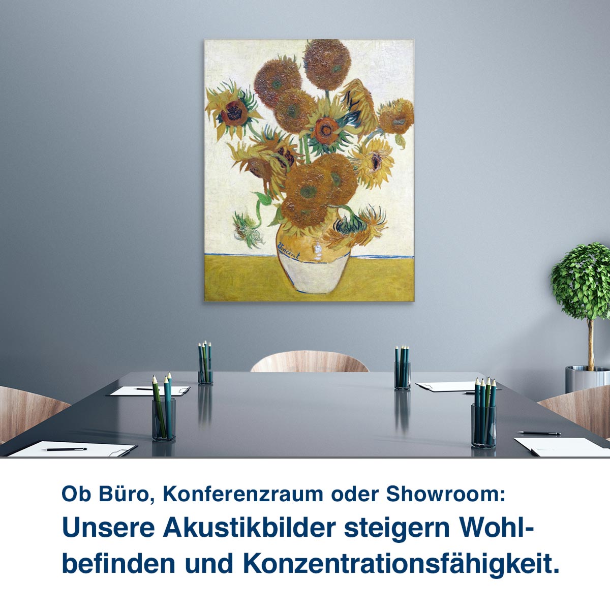 Ob Büro, Konferenzraum oder Showroom: Unsere Akustikbilder steigern Wohl- befinden und Konzentrationsfähigkeit.
