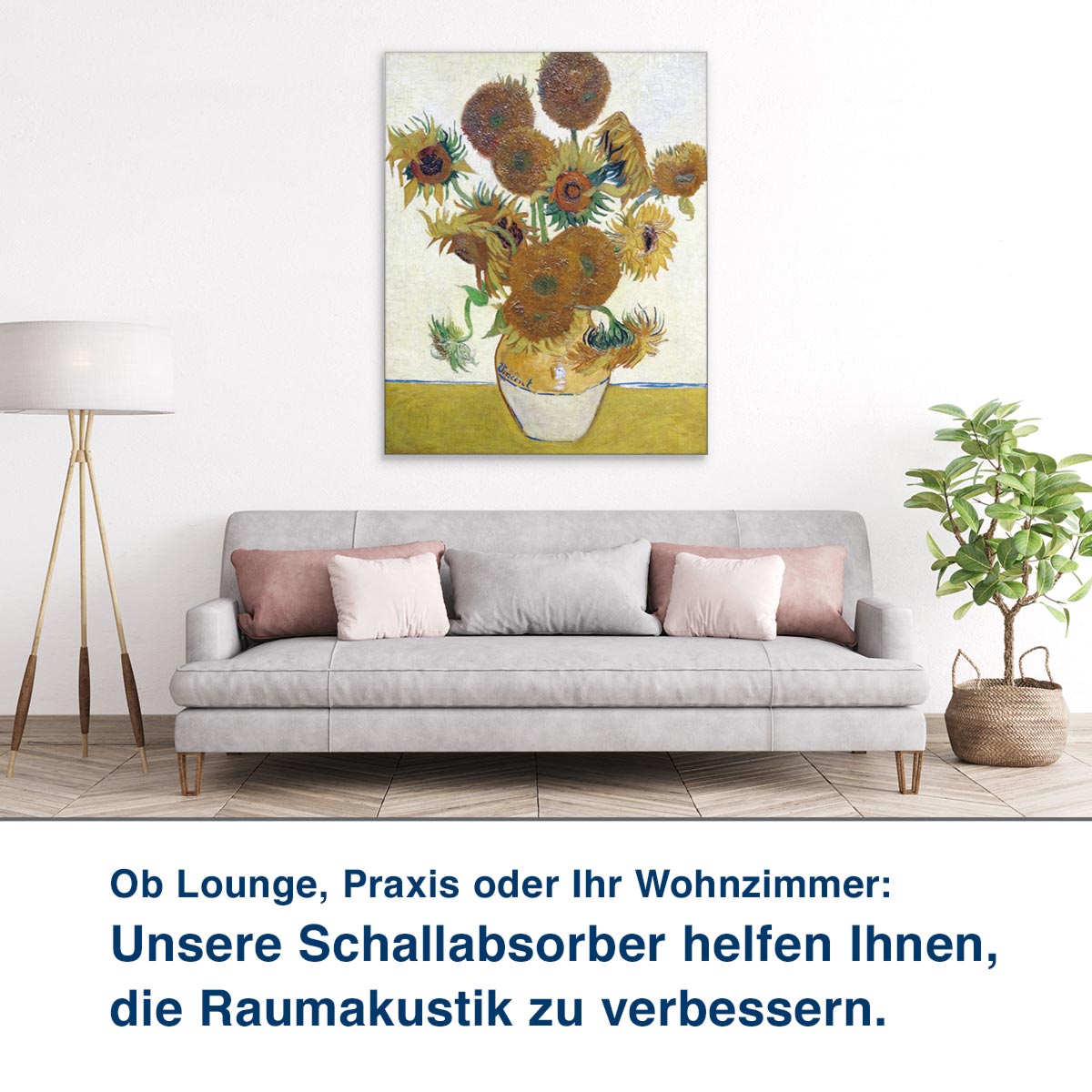 Ob Lounge, Praxis oder Ihr Wohnzimmer: Unsere Schallabsorber helfen Ihnen, die Raumakustik zu verbessern.