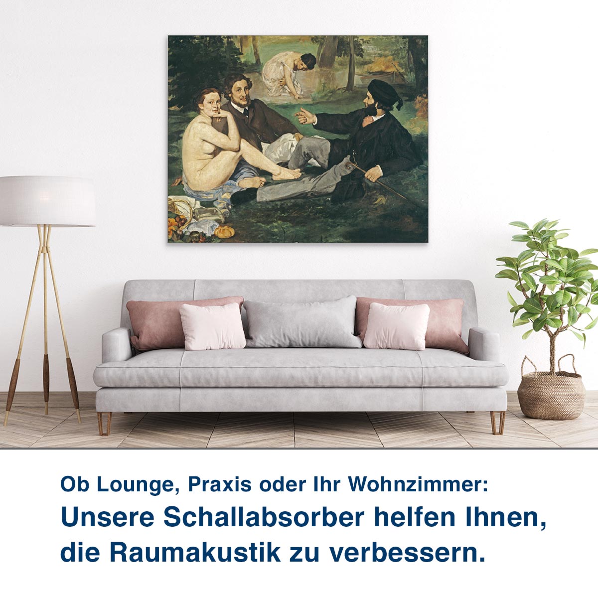 Ob Lounge, Praxis oder Ihr Wohnzimmer: Unsere Schallabsorber helfen Ihnen, die Raumakustik zu verbessern.