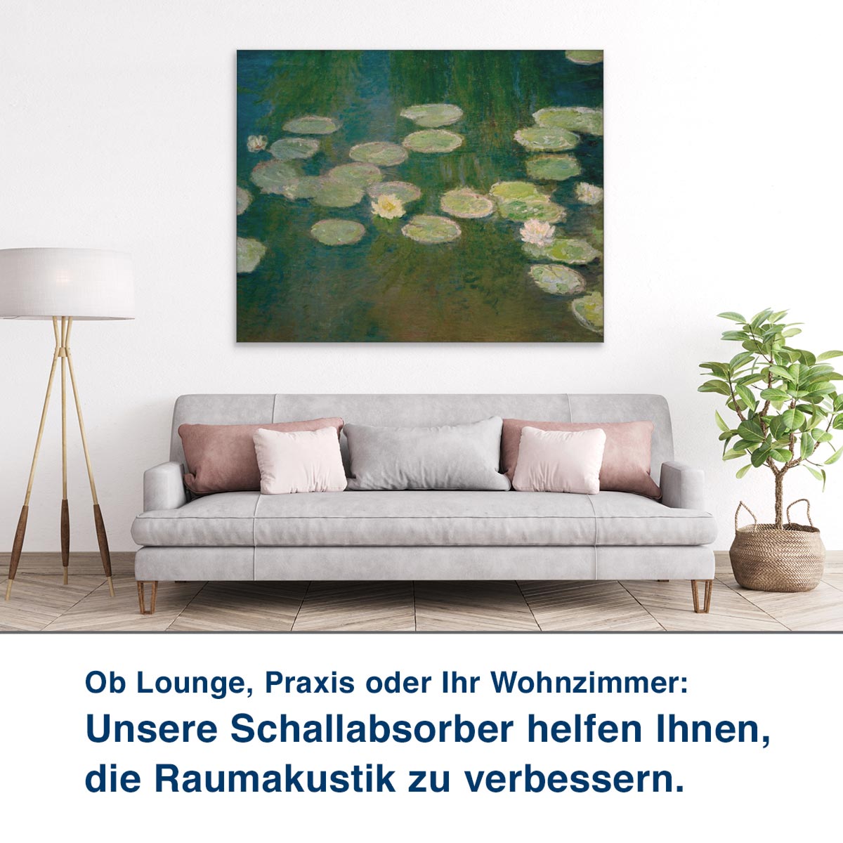 Ob Lounge, Praxis oder Ihr Wohnzimmer: Unsere Schallabsorber helfen Ihnen, die Raumakustik zu verbessern.