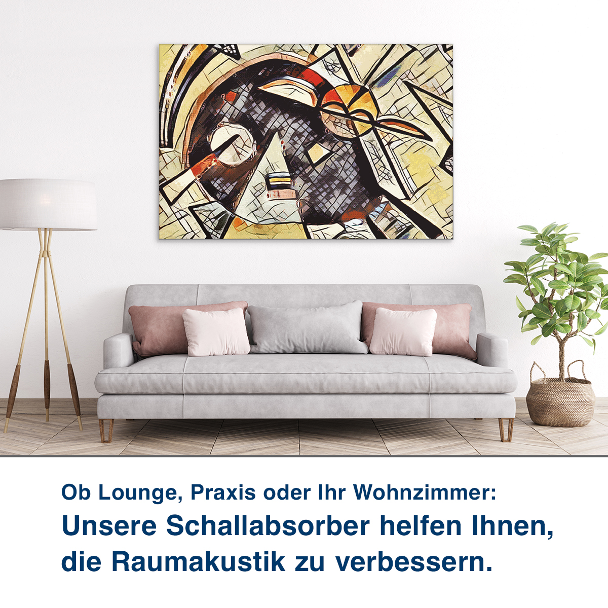 Ob Lounge, Praxis oder Ihr Wohnzimmer:  Unsere Schallabsorber helfen Ihnen,  die Raumakustik zu verbessern.
